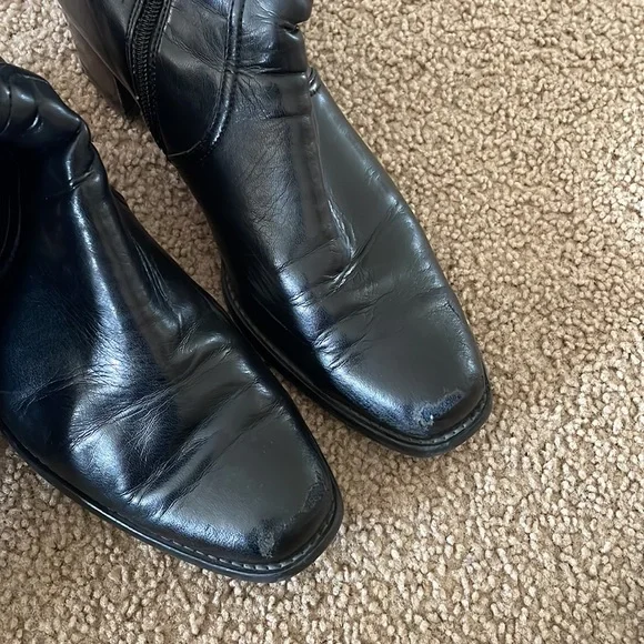 Paul Green Black Leather Knee High Boots Size 9.5 - Picture 4 of 6